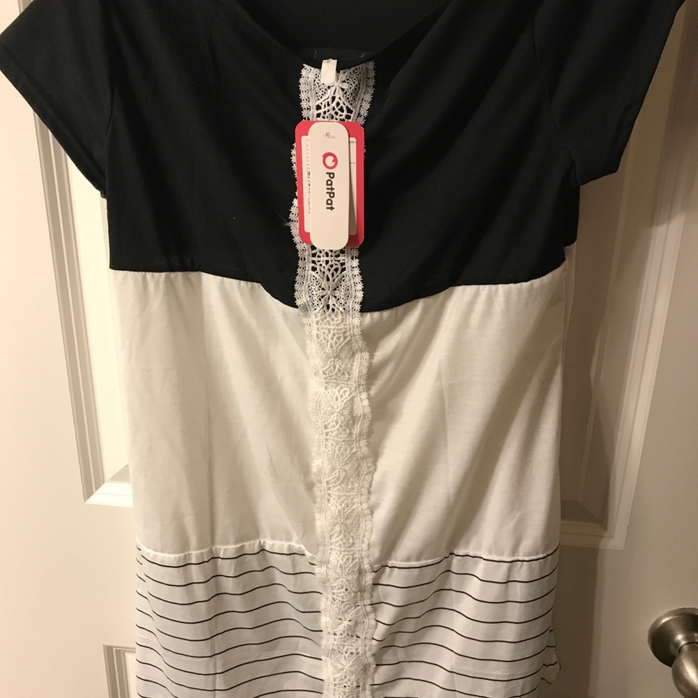 PatPat Black White Lace Top